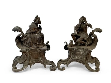 Pair of Louis XV-style Bronze Figural Chenets