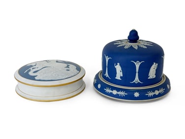 Jasperware Covered Box and Cheese Dome