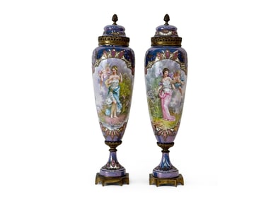 Pair of French Sèvres-style Garniture Urns
