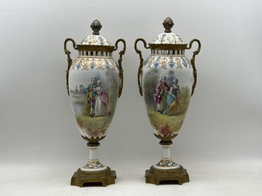 Pair of French Sèvres-style Garniture Urns