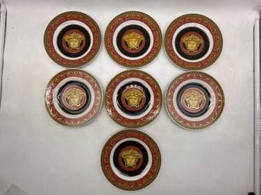 Seven Rosenthal Versace Medusa Dessert Plates