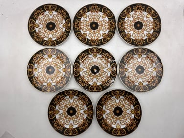 Eight Rosenthal Versace Barocco Dessert Plates