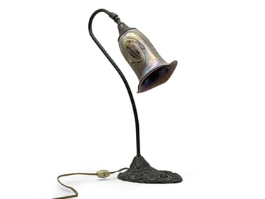 Cast Metal and Art Glass Desk Lamp