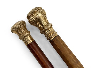 Two Victorian Gold-Filled Handled Canes