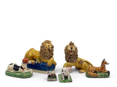 Six English Glazed Ceramic Animals