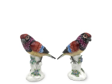 Two Meissen Porcelain Painted Bird Figures