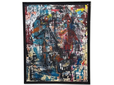 Denis Sakelson Oil/Canvas: Abstract with Figures