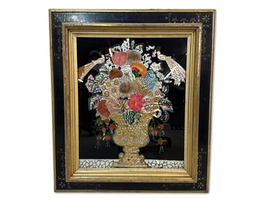 Framed Art Deco Foil Art: Bird