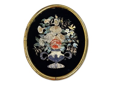 Framed Art Deco Foil Art: Floral Still Life