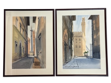 Two Italian Watercolors: Street Scenes