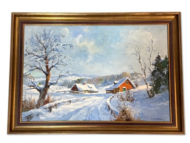 Ernst F. Karger Oil/Canvas: Snowy Scene