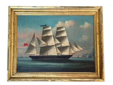 China Trade Oil on Canvas: Clipper Ship
