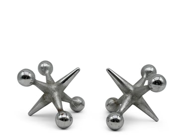 Pair of Chromed Jacks Bookend Sculptures