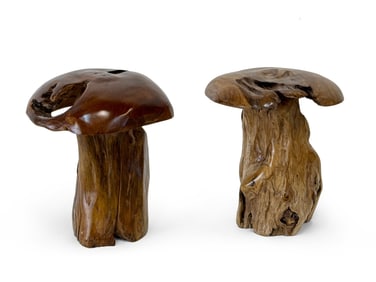 Two Root-Form Mushroom Sculptures