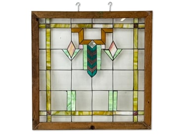 Prairie School Stained and Leaded Glass Window