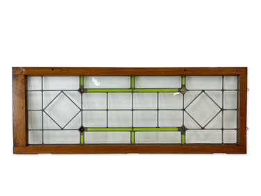 Large Prairie School Stained and Leaded Glass Window
