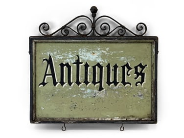 Painted Wood and Wrought Iron Trade Sign: Antiques