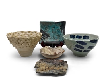 Five Studio Pottery Bowls and Trays