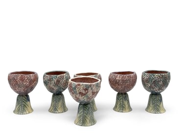 Seven Studio Pottery Goblets