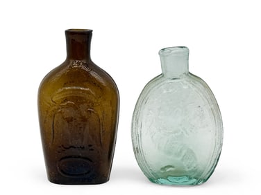 Cornucopia and Double-Eagle Glass Flasks