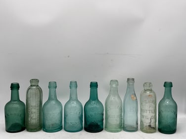 Nine 19th C. Philadelphia and Wilmington Bottles