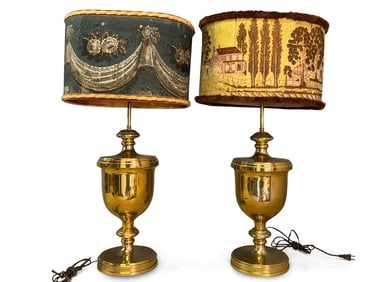 Pair of Chapman Brass Urn-Form Table Lamps