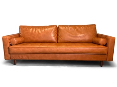 Midcentury-style Caramel Leather Sofa