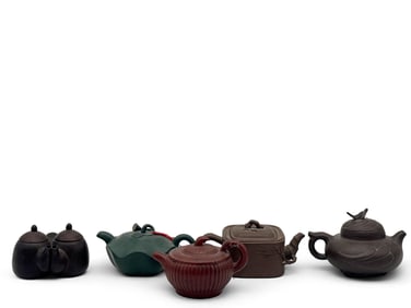 Five Chinese Yixing Clay Teapots
