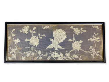 Framed Chinese Peacock Silk Embroidery