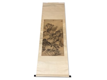 Chinese Watercolor and Silk Scroll