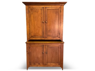 Two-Part Tiger Maple Dutch Cupboard