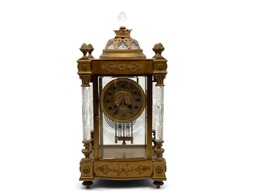 French Crystal and Bronze Mantel Clock