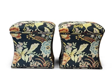 Pair of Decorator Upholstered Storage Ottomans