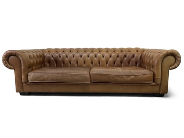 Tan Leather Chesterfield-style Sofa