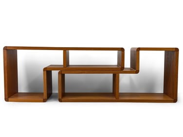 Teak Modular Two-Part Bookcase