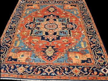 Contemporary Turkish Heriz Carpet, 7ft x 10ft