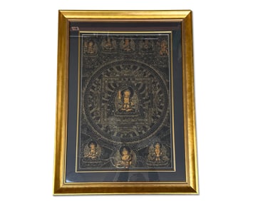 Gilt-Decorated Tibetan Thangka