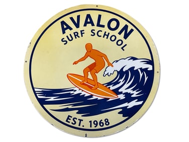 Porcelain Enamel Avalon Surf School Sign