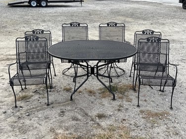 Seven-Piece Wrought Iron Patio Dining Set