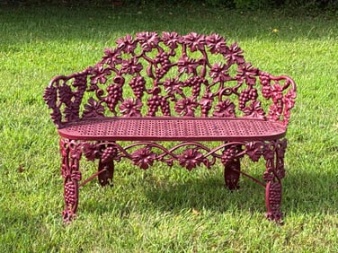 Victorian-style Cast Iron Grapevine Garden Bench