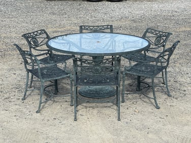 Kenneth Lynch & Sons (attrib.) Cast Aluminum Dining Suite
