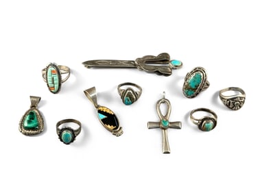 Ten Pieces of Southwestern Silver Jewelry