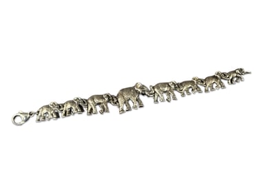 Artisan Sterling Silver Elephant Link Bracelet