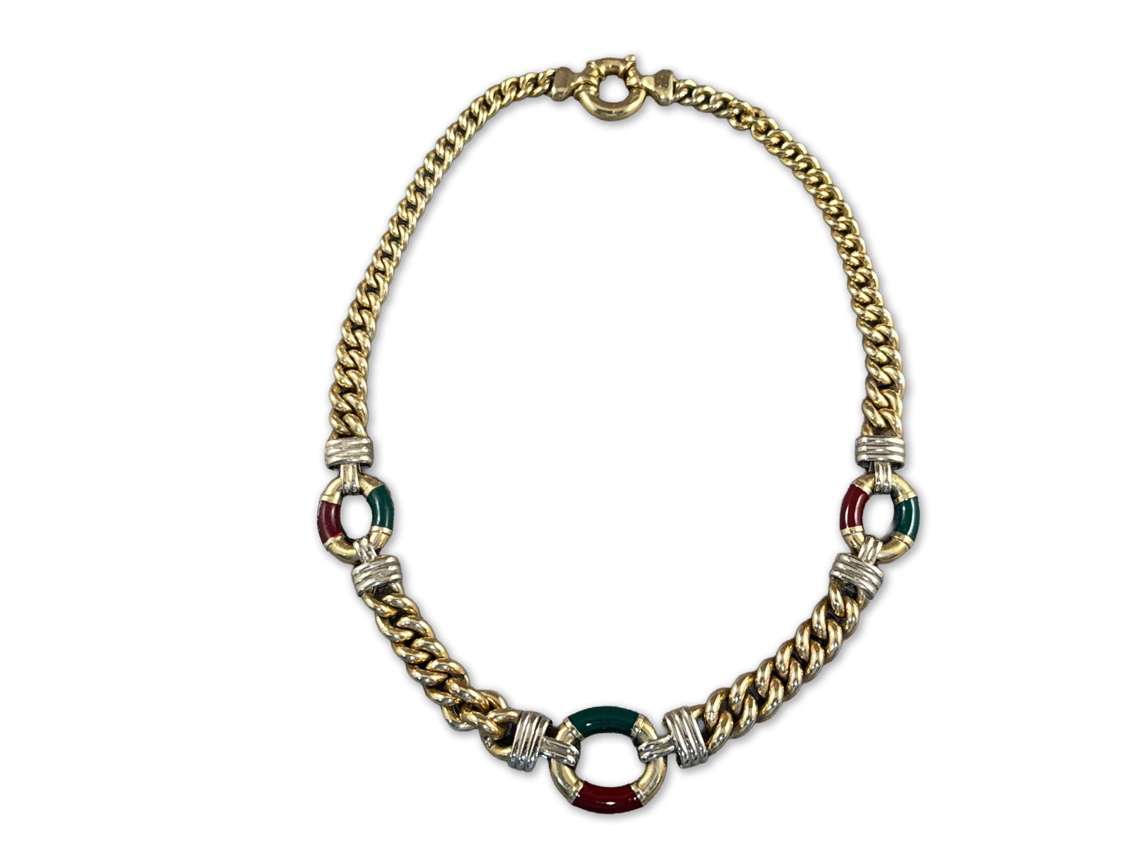 14K Gold and Enamel Link Necklace (1 of 6)