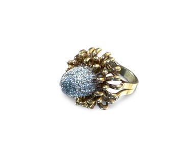 14K Yellow Gold Diamond Cluster Cocktail Ring