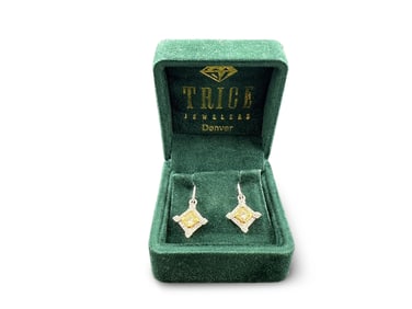 14K Gold Dangle Earrings with Diamonds