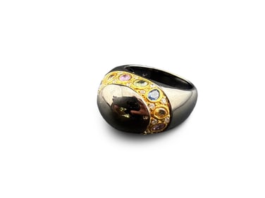 14K Gold Cocktail Ring with Gemstones