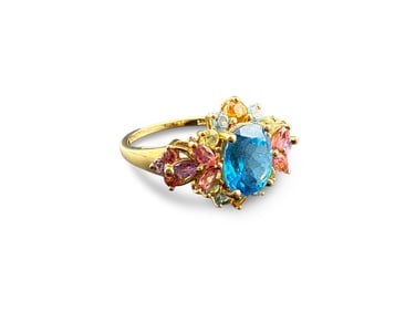 14K Gold Multi Gemstone Cocktail Ring