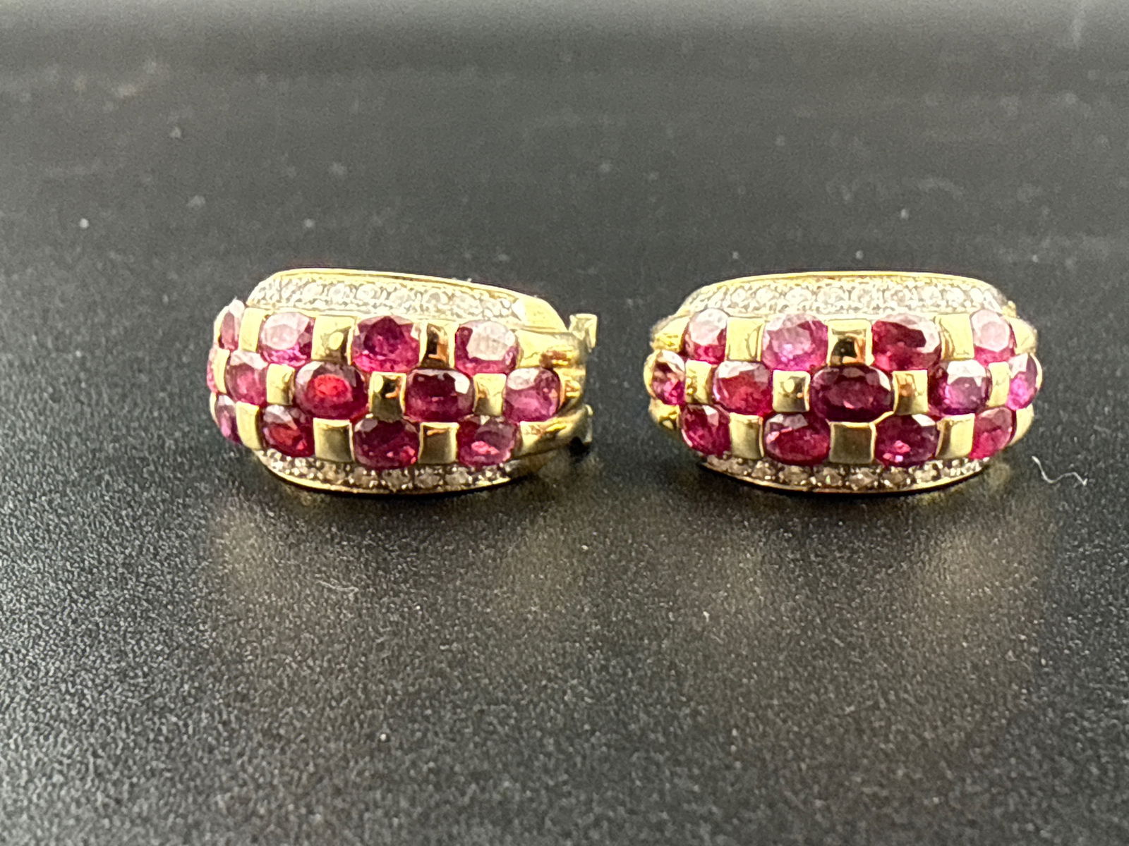 14K Gold Earrings with Rubies and Diamonds (1 of 4)