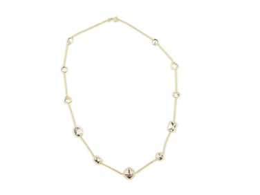 14K Yellow Gold Chain Necklace with Faux Diamond